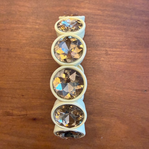 J. Crew Jewelry - J CREW Brûlée Yellow with Quartz Brown gem Enamel elastic bracelet Stunning! EUC